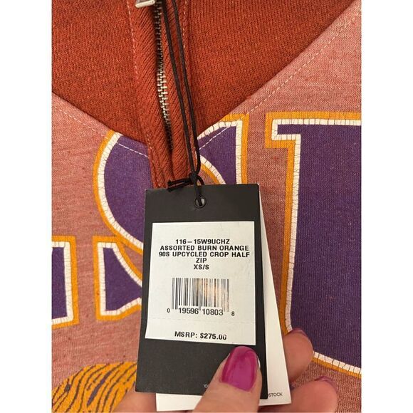 Re/Done LSU Tigers Cropped Quarter Zip Sweatshirt NEW - Picture 3 of 5